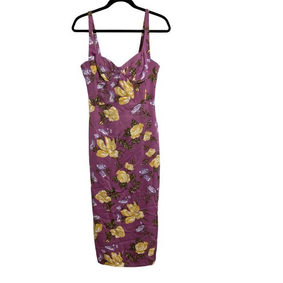 ZARA Printed Corset Style Midi Dress New in Purple size Medium - Picture 2 of 13